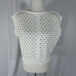 White House Black Market White Cropped Cut Out Sweater Vest